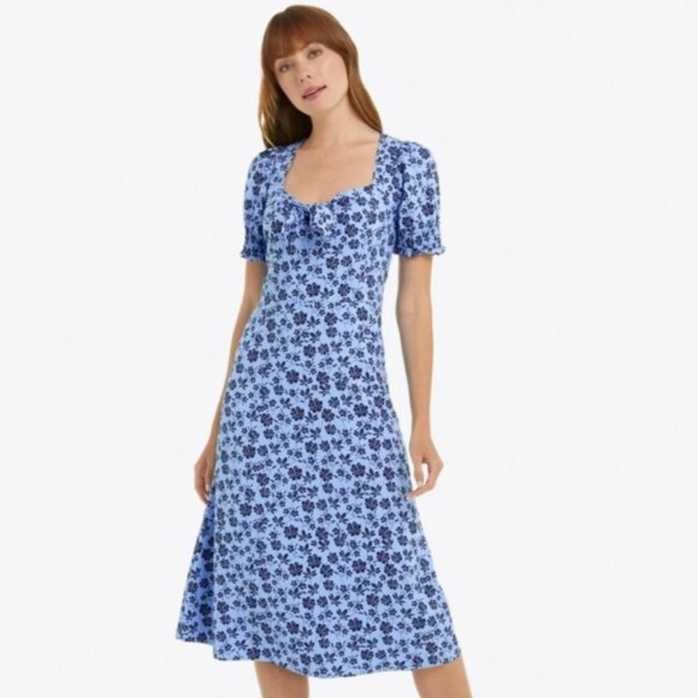 Draper James Patsy Dress Bluebell Magnolia Blue Floral Midi Size 4